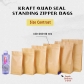 5 pcs Food Grade Quad Seal Kraft Bag With Zipper Paper Snack Packaging Bag Supplies